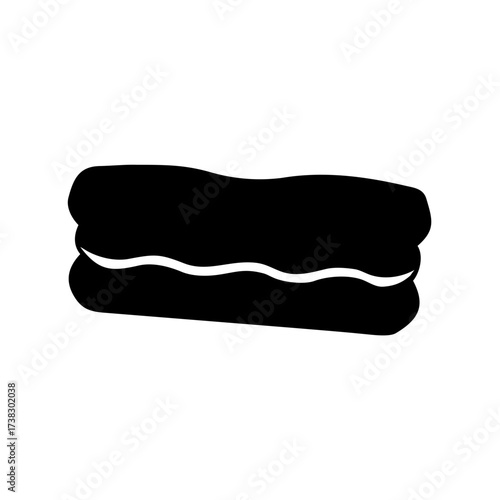 Delicious monochrome chocolate brownie silhouette on white background, yummy dessert