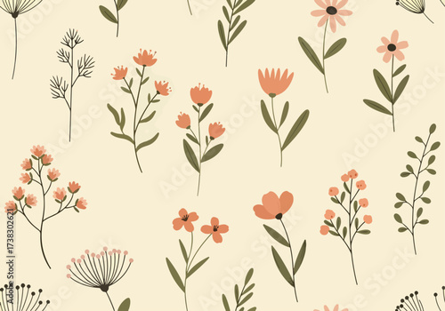 Floral seamless background. Vector floral wallpaper.
