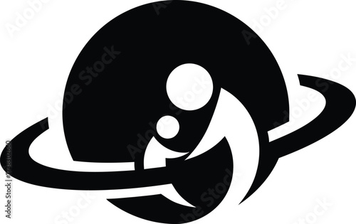Stylized Image of Mother and Child Protecting the World Together