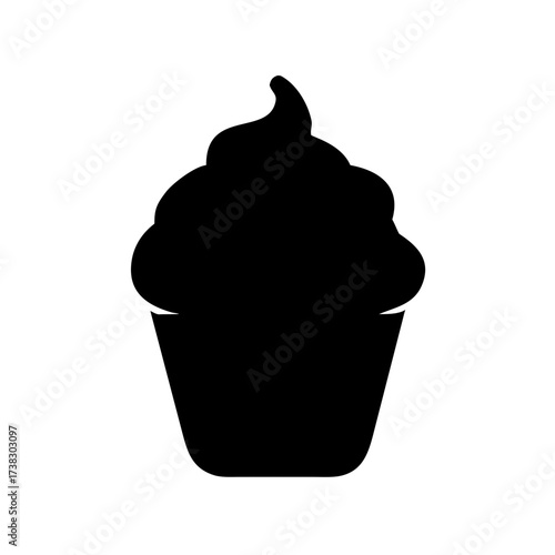 Simple Frosted Cupcake Icon - Bakery Dessert	
