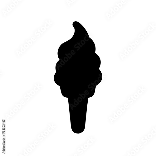 Monochrome Ice Cream Cone Silhouette for Simple Graphic Design Projects
