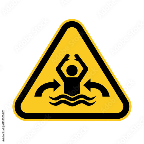 Drowning Hazard Sign – Yellow Triangle Water Safety Warning Icon