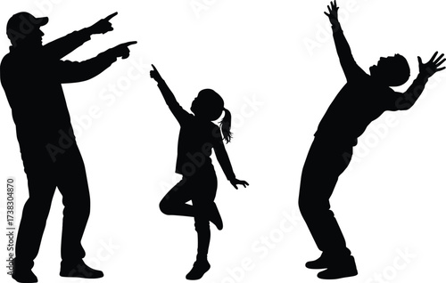 Vector silhouettes of people dancing and doing sports are fun illustrations