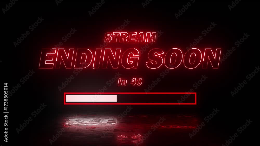 neon red stream ending soon animated screen with loading bar for live ...