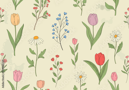 Vintage Flowers decoration. Decoration of flowers natural background illustration