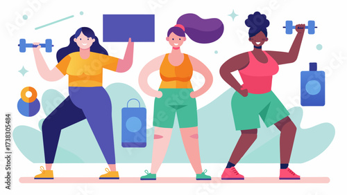 A series of body positive workout videos specifically designed for each body type promoting fitness and health without the focus on weight or appearance.. Vector illustration