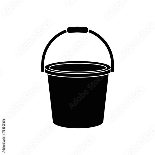 Bucket Icon – Simple Black Water Container Silhouette