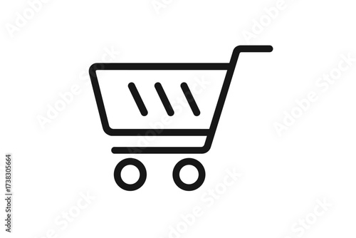 Shopping cart icon vector. Flat line style for online store, e-commerce website design, mobile app UI. Buy button, add to cart, checkout symbol. Simple minimalist graphic.
