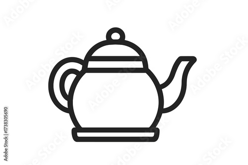 Teapot kettle line icon vector. Simple outline pictogram for web design, logo, app. Hot drink, beverage symbol. Kitchenware illustration isolated. Tea time, breakfast, cafe menu.