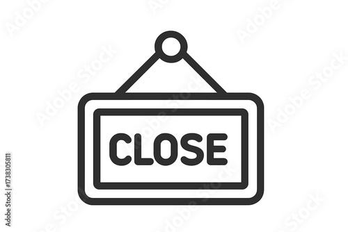 Close sign vector icon. Flat line art illustration for business, shop, or store door. Symbol for unavailable, offline, or temporary closure. For website design, app, UI.
