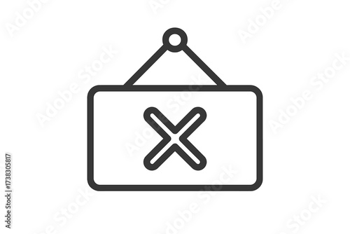 Closed sign line icon with x mark. Simple outline vector for website design, app, and UI. Concepts of error, delete, cancel, wrong, unavailable, and forbidden. Minimalist symbol.
