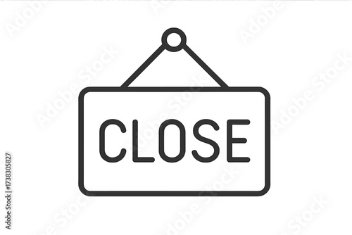 Close sign vector line icon. Store, shop, or business closed symbol for website, app, or UI. Hanging door information graphic. Market closed outline illustration.