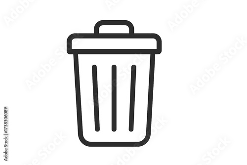 Trash can line icon. Delete symbol. Remove button for web and app UI design. Simple flat outline vector illustration. Garbage, rubbish bin pictogram for interface element.