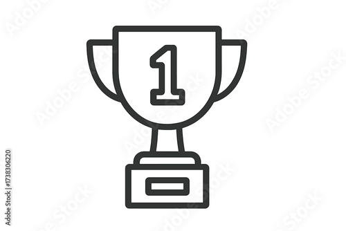 First place winner award trophy cup icon. Vector line art for competition, victory, success. Champion prize symbol for website design, logo, app, UI. Isolated illustration.