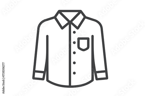 Shirt icon line art vector. Long sleeve button down dress shirt. Formal business clothing. Classic apparel garment symbol. Isolated fashion design element for web, app, logo.