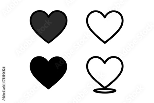 Set of love heart icons. Valentine's Day symbol. Flat line style for website design, logo, app, UI. Like button, health, romance concept. Isolated vector illustration collection.