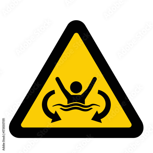 Drowning Hazard Sign – Yellow Triangle Water Safety Warning Icon