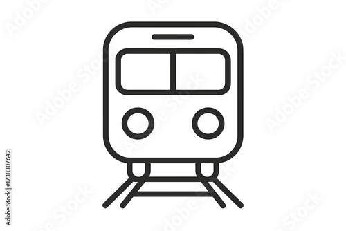 Train transportation line icon. Metro, subway, or tram symbol for public transport. Rail travel vector illustration for web design, logo, app, UI. Isolated on white background.