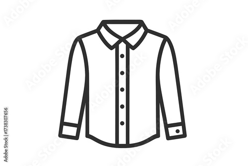 Shirt icon in a simple line art style. Vector illustration for website design, logo, app, and UI. Men's formal business wear or casual long sleeve apparel for fashion concepts.