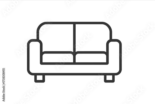 Sofa icon vector. Couch line symbol for web design, logo, app. Living room furniture sign. Modern minimalist loveseat illustration isolated on white background. Home decor.
