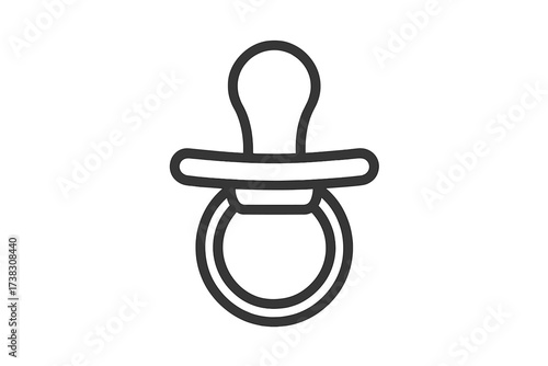 Baby pacifier outline icon. Simple flat line vector of a soother or dummy for web design, logo, app, UI. Newborn child care symbol isolated on white background.