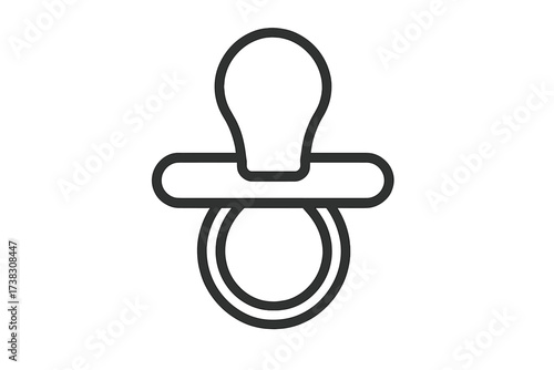 Baby pacifier flat line icon. Dummy, soother symbol for newborn, infant, toddler care. Vector illustration for web design, logo, app, UI. Childcare, parenting concept.