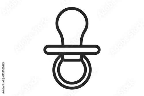 Pacifier icon vector. Baby dummy symbol. Newborn soother, infant care, childcare pictogram. Flat line art for web design, logo, app, UI. Minimalist outline graphic.