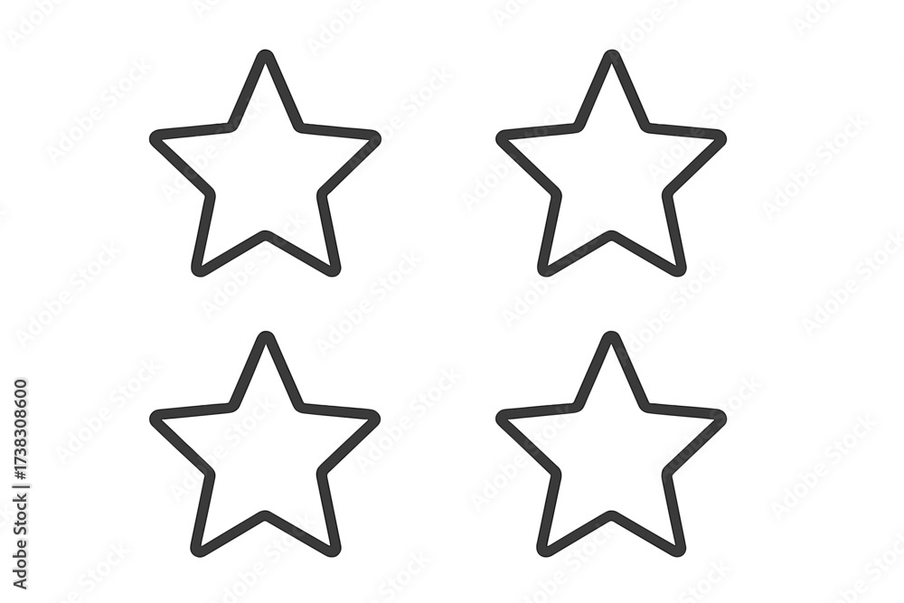 Fototapeta premium Star vector icon set. Outline stars symbol for rating, favorite, quality, and review. Simple geometric shape for web design, logo, app, UI. Isolated on white background.