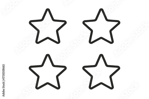 Vector star icons set. Symbol of rating, favorite, review. Trendy flat outline style for web site design, logo, app, UI, UX. Quality customer feedback pictogram. Success.