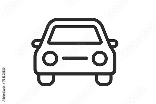Car line icon. Auto vehicle symbol front view. Simple outline automobile pictogram for web, app, UI design. Automotive transport, traffic sign. Editable stroke vector illustration.
