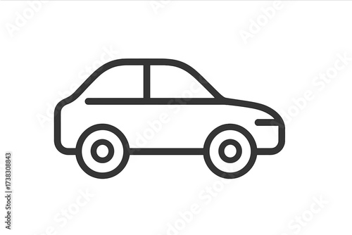 Car icon in thin line style. Automobile symbol for web design, logo, app, UI. Vehicle, transport, auto sign. Simple pictogram isolated on white background. Vector illustration.
