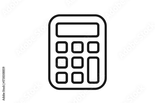 Calculator line icon for web, logo, app. Vector illustration for business, finance, accounting. Math symbol, calculation sign. Financial pictogram isolated on white background.