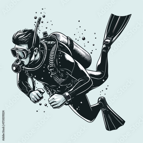 silhouette vector illustration of a diver