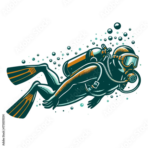premium vector illustration of a diver