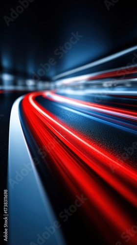 Abstract light trails in dark tunnel motion blur