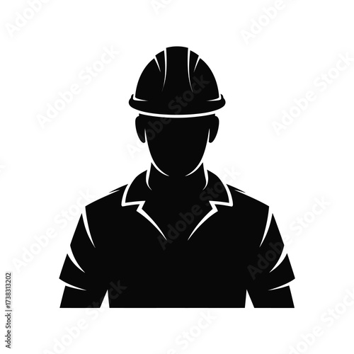 Silhouette icon of a construction worker wearing a hard hat