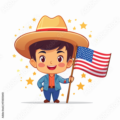 Illustration vectorielle personnage caricatural américain