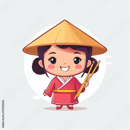 Illustration vectorielle personnage caricatural chinois