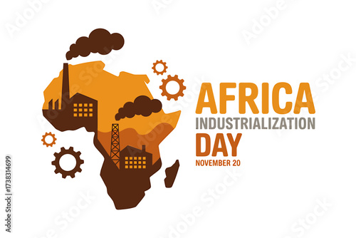 Celebrating Africa Industrialization Day on November 20th Highlighting Industry and Progress across the Continent Vector Illustration