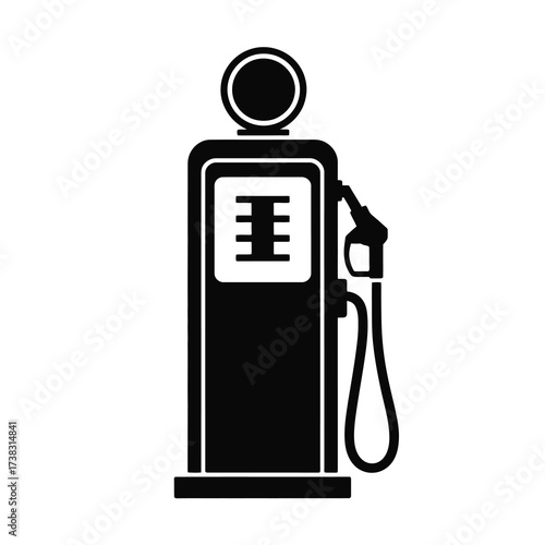 Retro silhouette of an old fashioned gas pump iconic vintage fueling station