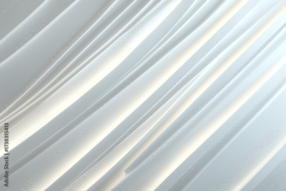 Fototapeta premium Futuristic white background with embossed linear relief, shallow 2.5D effect, glowing overexposed tone in flat view. 