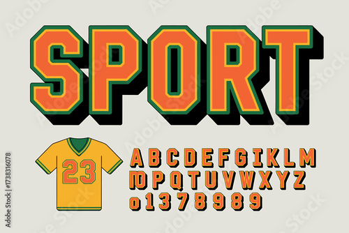 Retro Sport Font with Jersey and Full Alphabet and Numbers for Graphic Design and Illustration Projects