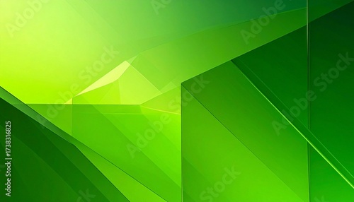 Abstract green gradient texture with geometric shapes and light-to-dark color transitions.
