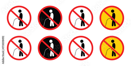 A clear sign prohibiting public urination, which carries a message of cleanliness. Do not urinate vector sign