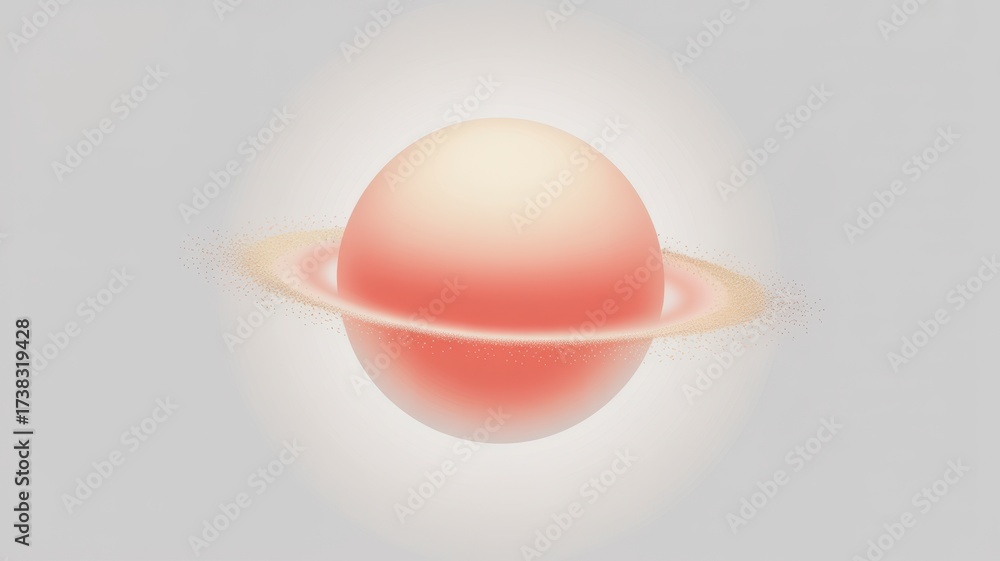 Fototapeta premium Abstract digital art minimalist sphere with glowing pink and peach gradient soft light ethereal form