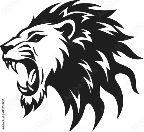 roaring lion vector icon