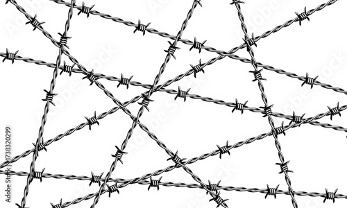 Barbed wire  border. Barbed wire fence.