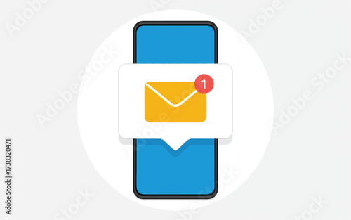 Smartphone Displaying Email Notification With Red Badge mobile device