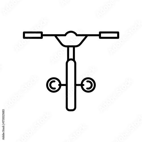 Top view of a bicycle handlebar and lights on transparent background silhouette