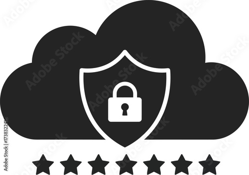 Secure cloud computing icon with shield and padlock vector illustration scalable eps